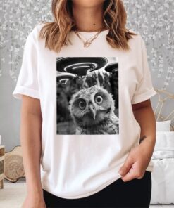 Owl Selfie with UFOs Weird Shirt