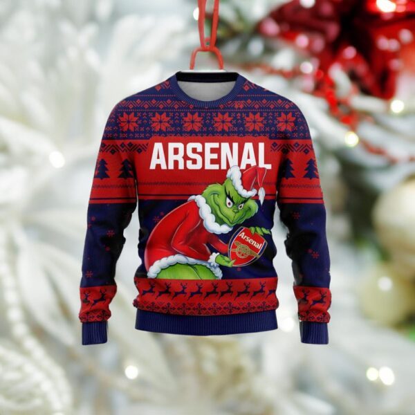 Personalized EPL Arsenal Grinch Ugly Sweaters All Over Print For Fan