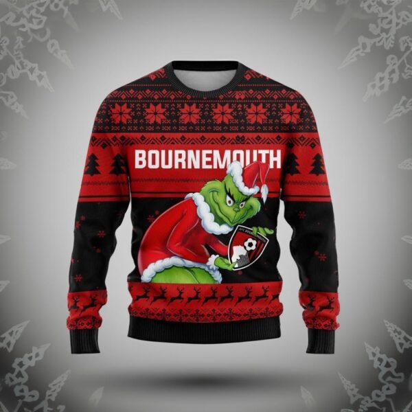 Personalized EPL Bournemouth Grinch Ugly Sweaters All Over Print For Fan