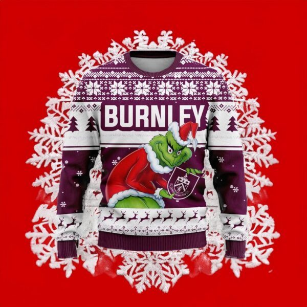 Personalized EPL Burnley Grinch Ugly Sweaters All Over Print For Fan