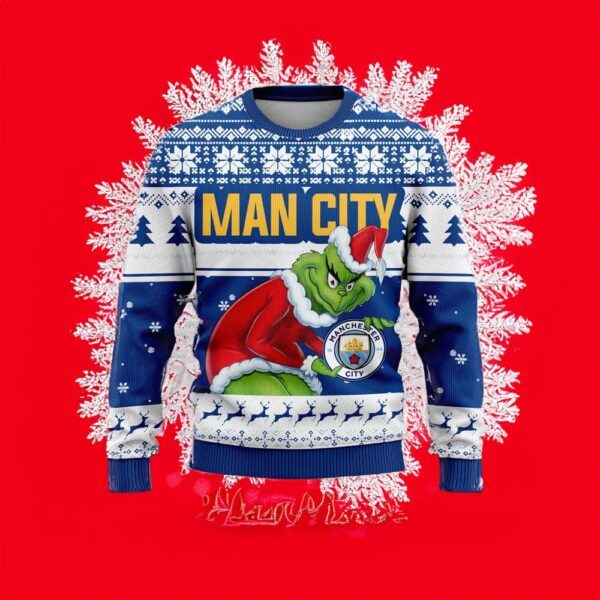 Personalized EPL Man City Grinch Ugly Sweaters All Over Print For Fan