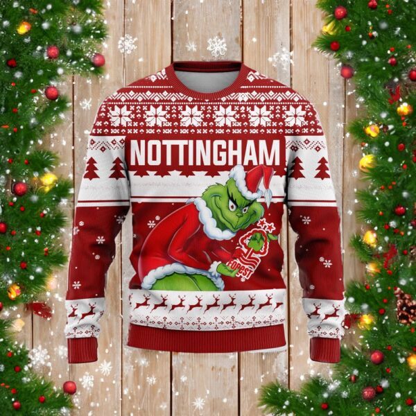 Personalized EPL Nottingham Grinch Ugly Sweaters All Over Print For Fan