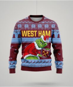 Personalized EPL West Ham Grinch Ugly Sweaters All Over Print For Fan Back