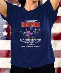 Tony Stark Iron Man 53rd Anniversary Robert Downey Jr Thank You For The Memories T-Shirts