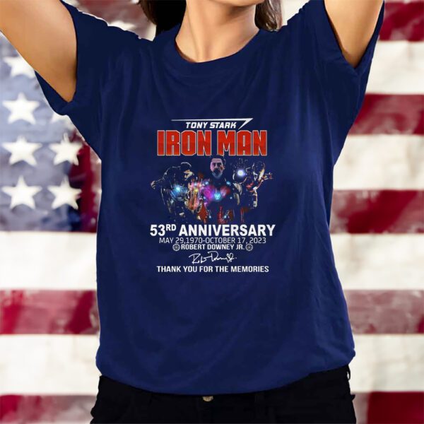 Tony Stark Iron Man 53rd Anniversary Robert Downey Jr Thank You For The Memories T-Shirts