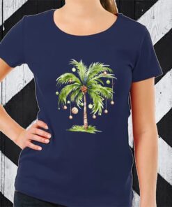 Women’S Casual Christmas Palm Tree Sweat TShirt