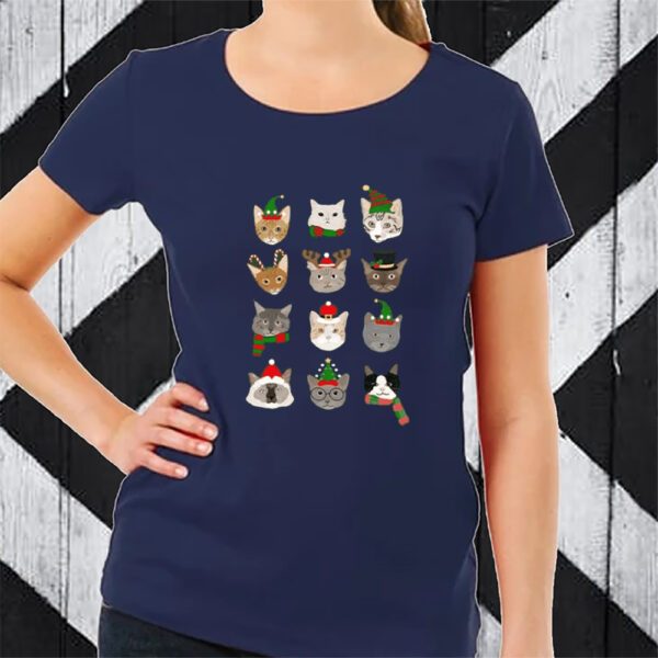 Women’S Festive Cats Printed Long Sleeve TShirt