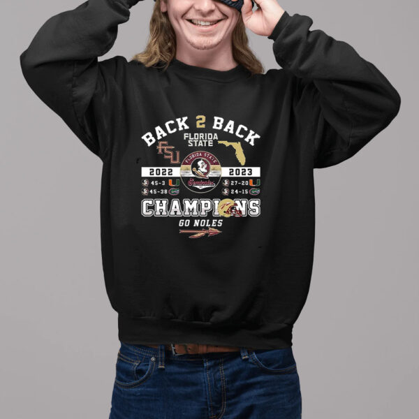 Back To Back 2022 2023 Florida Seminoles Champions Go Noles T-Shirt2