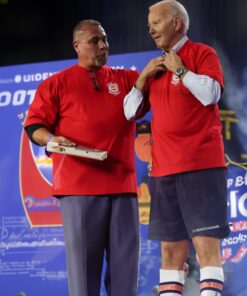 Biden, wearing a red UAW shirt - Local 1268 Uaw Belvidere Shirt