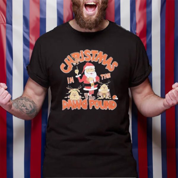 Cleveland Browns Santa Christmas In The Dawg Pound TShirt