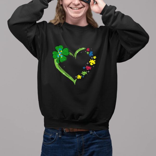 Funny Autism heart St Patrick’s Day Clover shirt2