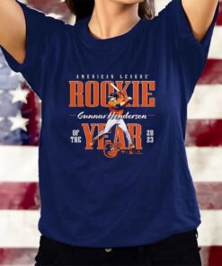 Gunnar Henderson Baltimore Orioles 2023 Al Rookie Of The Year T-Shirts