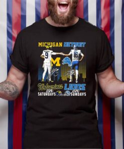 Michigan Wolverines On Saturdays Detroit Lions On Sundays TShirt