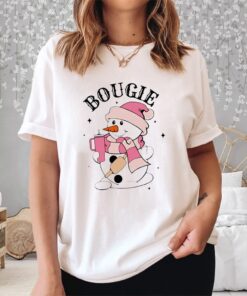 Snowman Santa Hat Bougie pink Christmas light Shirt