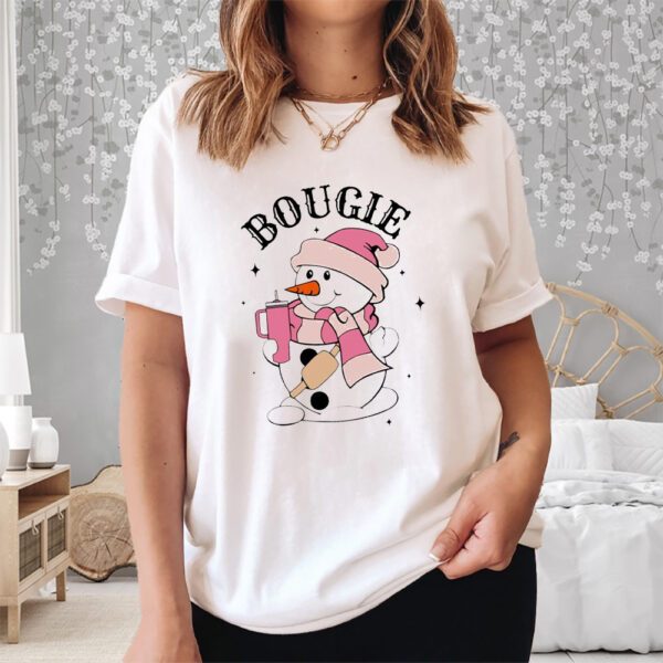 Snowman Santa Hat Bougie pink Christmas light Shirt