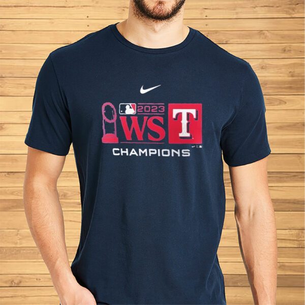 Texas Rangers Nike 2023 World Series Champions Trophy Lock Up Shirt