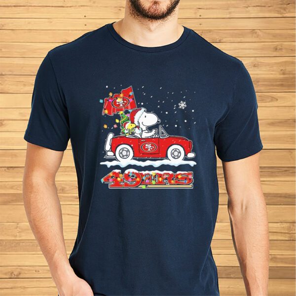 The Peanuts Snoopy And Woodstock Drive Car San Francisco 49ers Christmas Shirt