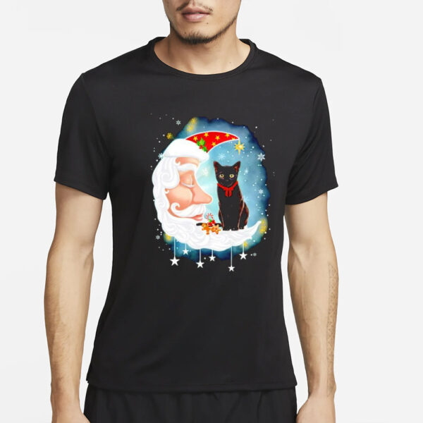 Cat black moon snowflake Christmas Shirt2