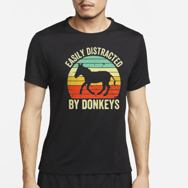 Easily Distracted By Donkeys Retro Classic T-Shirt2