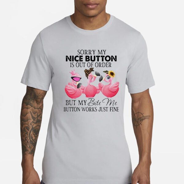 Flamingo Sorry My Nice Button Is Out Of Order But My Bite Me Button Works Just Fine Classic T-Shirt