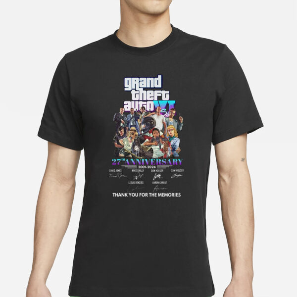 Grand Theft Auto VI 27th Anniversary 2001 – 2024 Thank You For The Memories T-Shirts