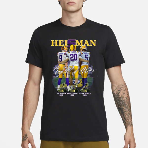 Heisman LSU Tigers Joe Burrow 2019, Billy Cannon 1969, Jayden Daniels 2023 T-Shirt3