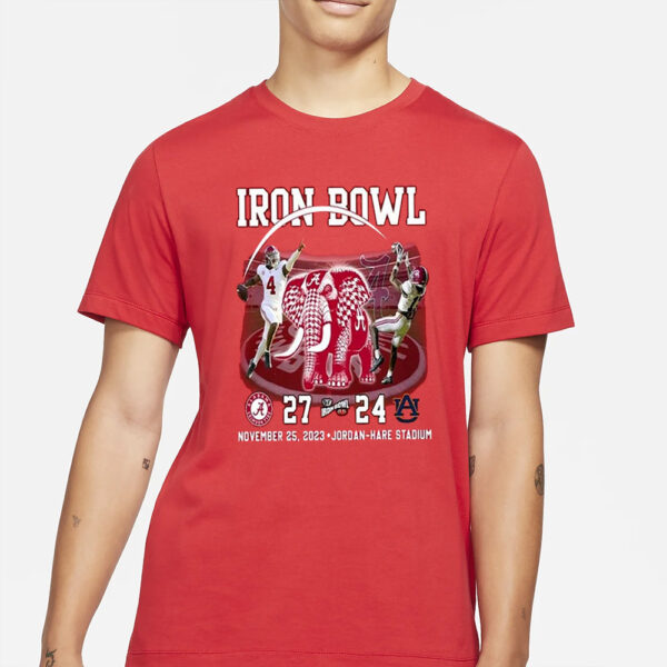 Iron Bowl Alabama Crimson Tide 27 – 24 Auburn Tigers November 25 2023 Jordan-hare Stadium Shirt3