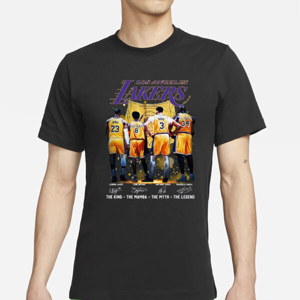 Los Angeles Lakers The King Lebron James, The Mamba Kobe Bryant, The Myth Anthony Davis, The Legend Shaquille O’Neal T-Shirt