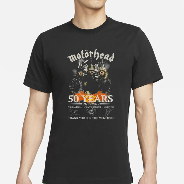 Motorhead 50 Years 1975 – 2025 Thank You For The Memories T-Shirts