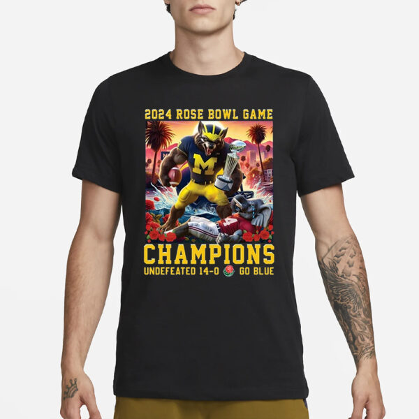 Michigan 2024 Rose Bowl Game Undefeated Perfect Season 14-0 T-Shirt1