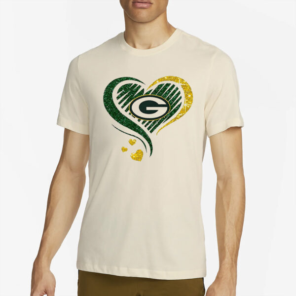 Rhinestone Packers Heart T-Shirt2