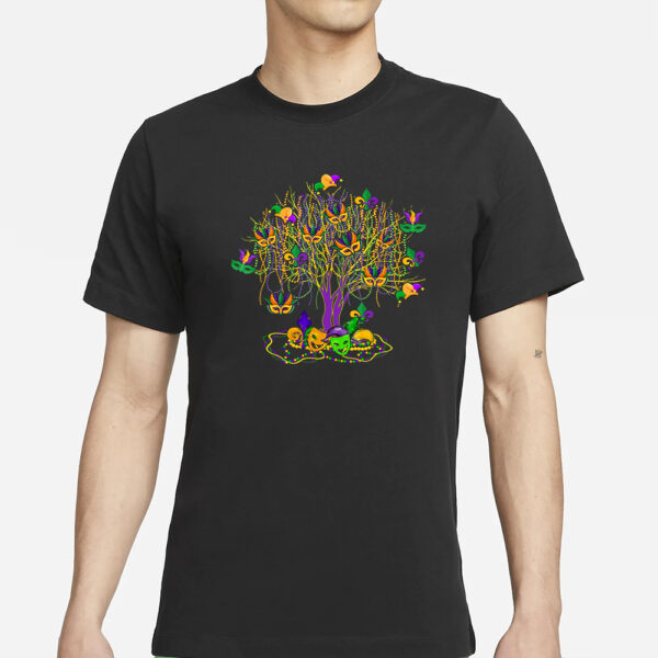 Watercolor Mardi Gras Bead Tree T-Shirt