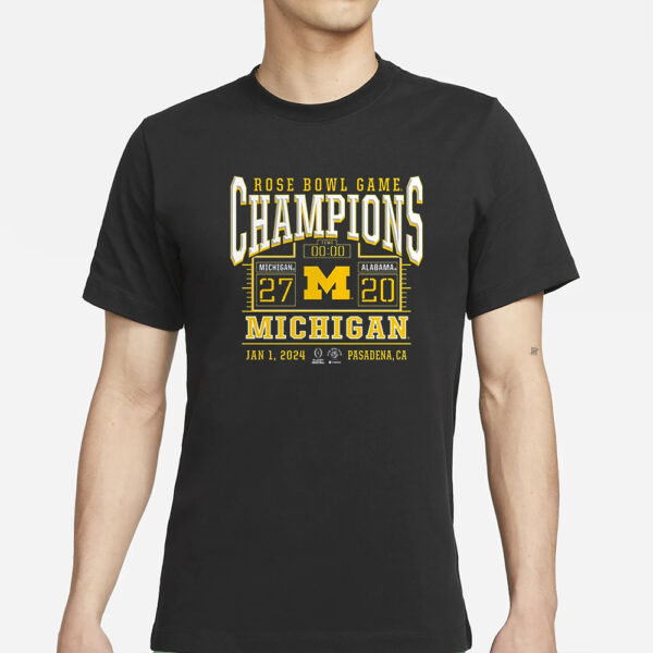 Wolverines College Football Playoff 2024 Rose Bowl Champions Score T-Shirts