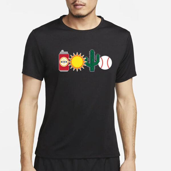 Beer Sun Cactus And Baseball T-Shirt4