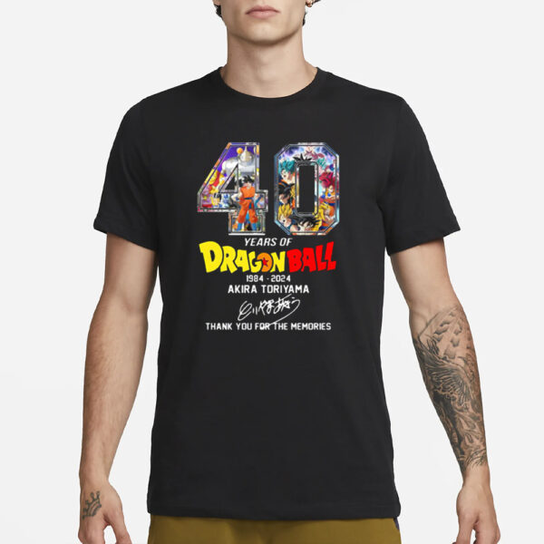 40 Years Of Dragon Ball 1984 2024 Akira Toriyama Signature Thank You For The Memories T-Shirt3