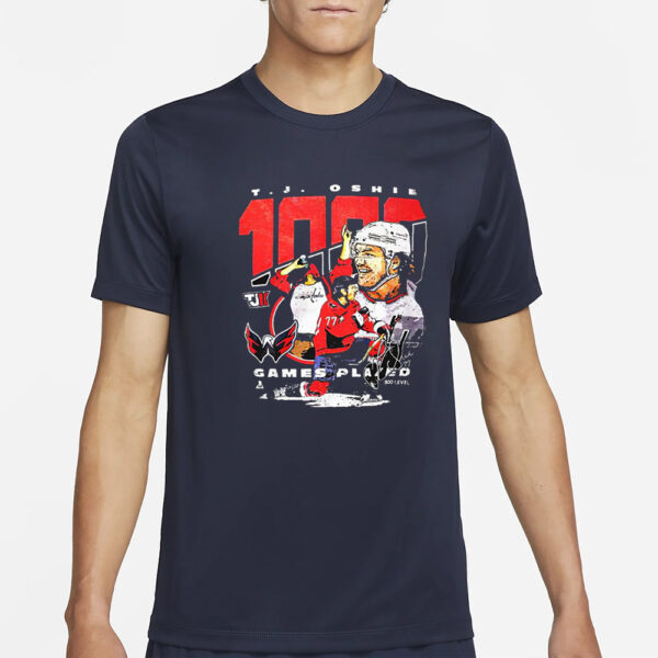 Capitals Tj Oshie 1000 Game Players T-Shirt2