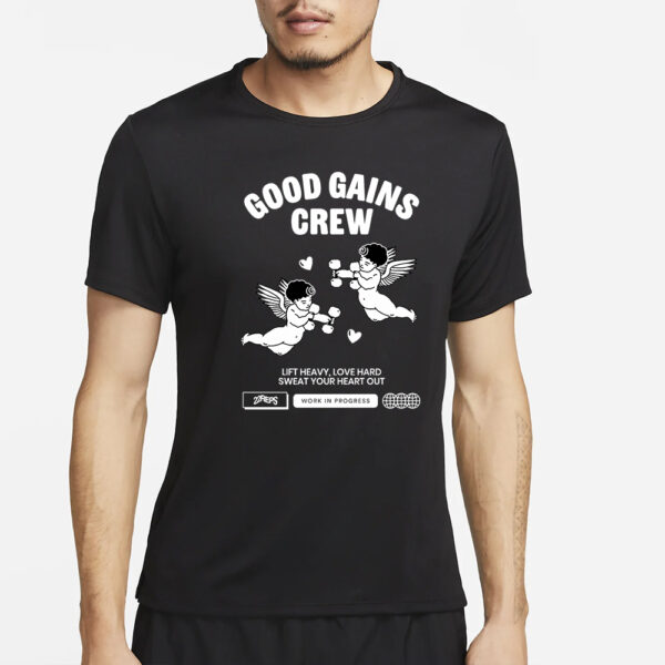 GOOD GAINS CREW IN BLACK T-SHIRT2