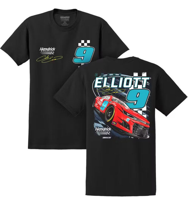 Hendrick Motorsports Chase Elliott #9 2024 Llumar 2-Spot Black T-Shirt