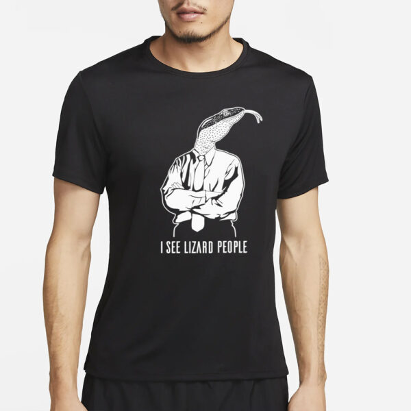 I See Lizard People Black T-Shirt2