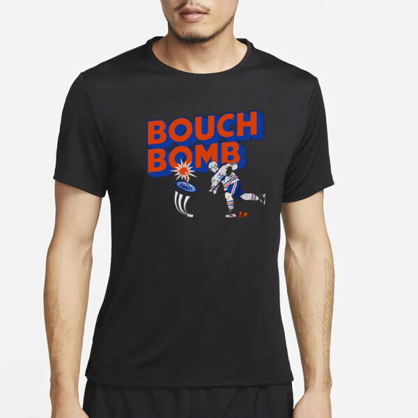 Ice District s Evan Bouchard Edmonton Oilers Bouch Bomb T-Shirt2