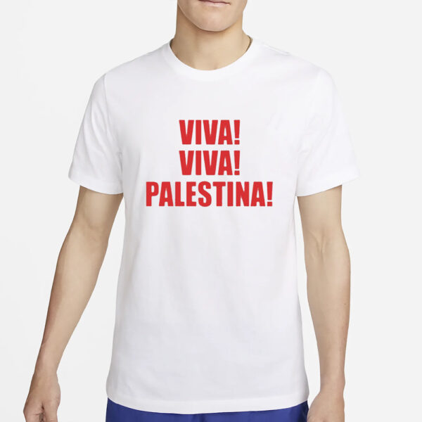 Julio Torres Wearing Viva Viva Palestina T-Shirt2