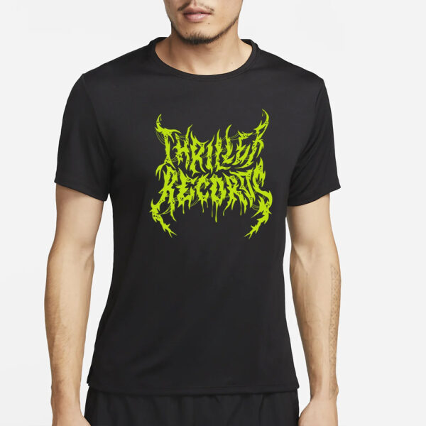 Thriller Records Metal Logo Black T-Shirt2