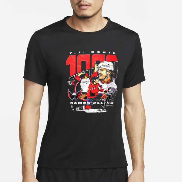 Tj Oshie 1000 Game Players T-Shirt4