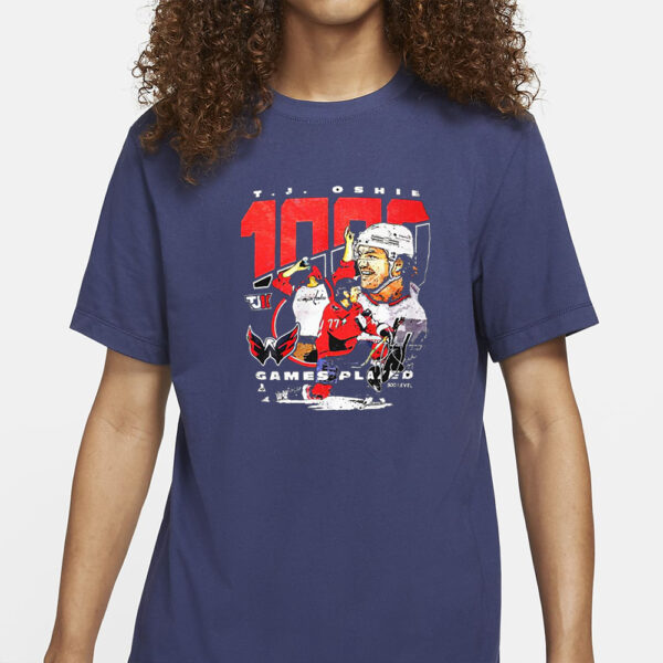 Washington Capitals Tj Oshie 1000 Game Players T-Shirt4