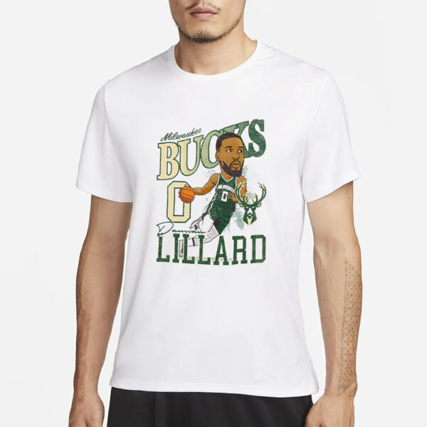 Bucks Damian Lillard Caricature T-Shirt1