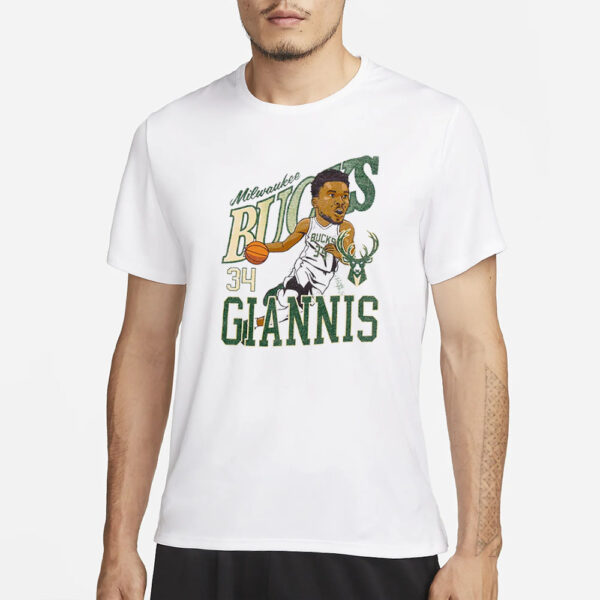 Bucks Giannis Antetokounmpo Caricature T-Shirt1