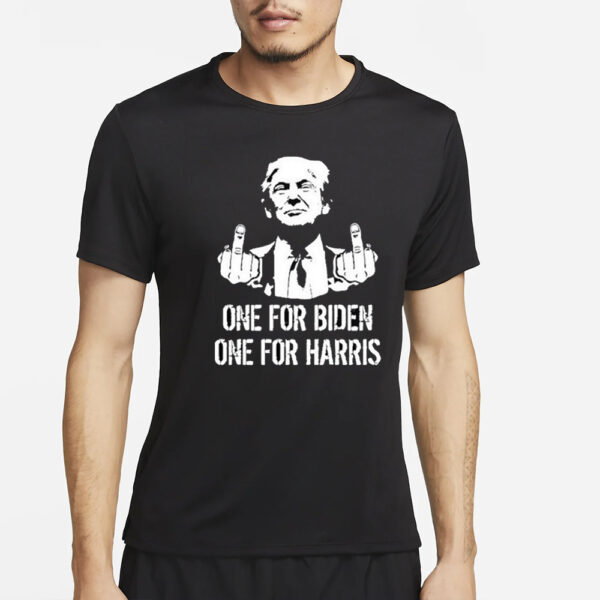 Trump Middle Finger One For Biden One For Harris T-Shirt2