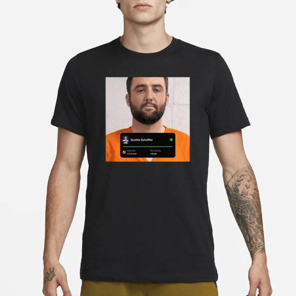 +1 Arrest Funny Scottie Scheffler Mug Shot T-Shirt3