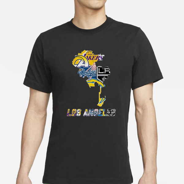 Los Angeles Map Sports Teams Logo T-Shirt