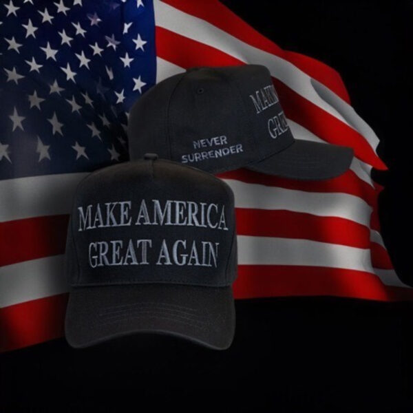 TRUMP NEVER SURRENDER BLACK MAGA HAT